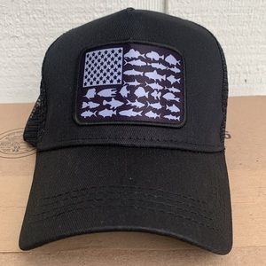 Mens Fishing American Flag Cap Trucker Hat Snapback Hats Black Nwt